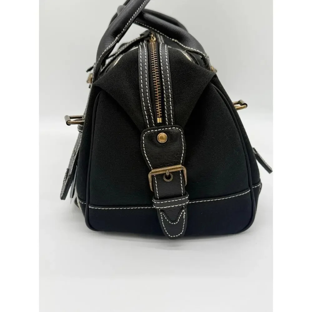 Burberry London Blue Label Black Canvas Leather Mini Boston Duffle Handbag⁠